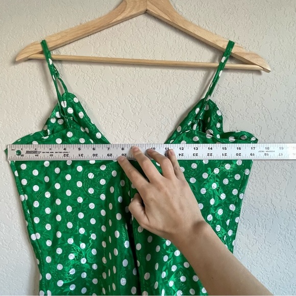 Vintage Victoria's Secret Gold Label Green Polkadot Slip Nightgown Medium - Picture 7 of 10